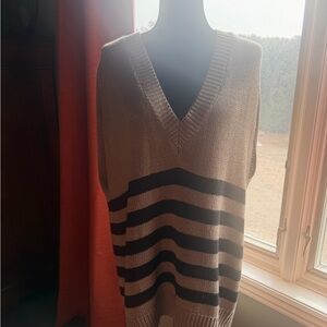 Striped V-Neck Sweater Vest